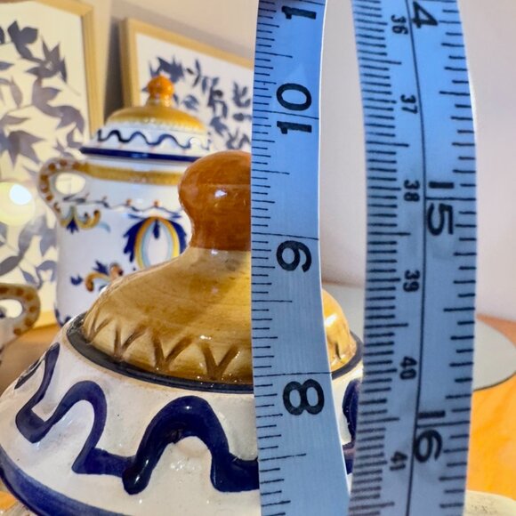 Bassano Ornate Italian Blue and Yellow Ceramic Pottery Set - Picture 13 of 14